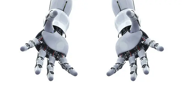 robot hand,Open hands,Holding, giving, showing concept. 3D rendering