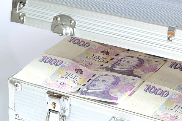 istock Suitcase full of czech banknotes thousands money currency 542309022