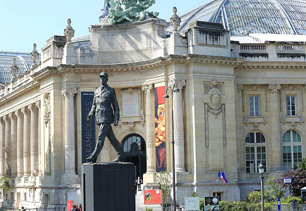 Paris, France - May 25, 2016: Statue of Charles de Gaulle, past President and Statesman of France stands 25 feet above the Champs-Elysees at the Grand Palais.