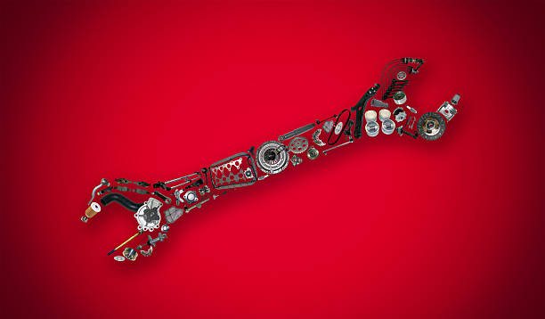 Auto spare parts items in wrench