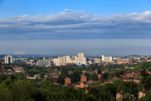 Nottingham, England - June 24, 2016: Nottingham City Centre skyline showing Victoria Shopping Centre.