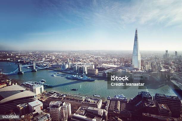 Aerial View Of London Stock Photo - Download Image Now - London - England, Urban Skyline, Shard London Bridge