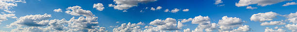 istock Panorama View Of White Cumulus Clouds On Blue Sky 542316670