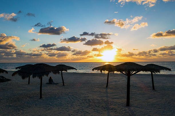 Caribbean sunrise on the Mayan coast of Quintana Roo, Mexico.