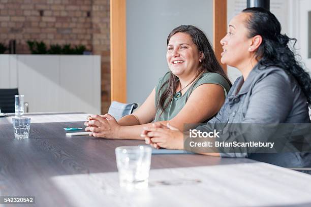 Two Maori Women In Business Meeting Stock Photo - Download Image Now - Māori People, Women, People