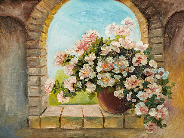 Oil painting of beautiful flowers.