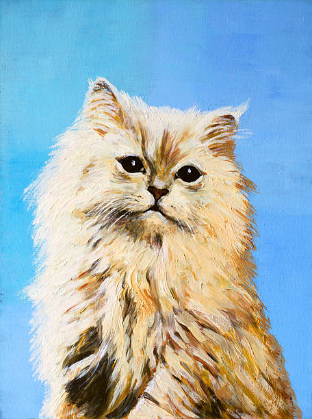 ilustrações, clipart, desenhos animados e ícones de pintura a óleo-sorteio de um gato, imagem colorida - oil pastel drawing