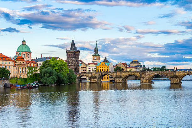 istock Charles bridge in Prague at sunset 542321514