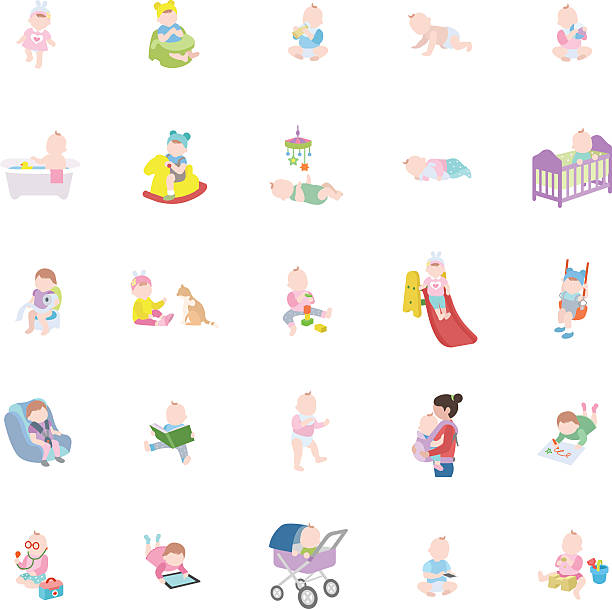 babys farbe vektor-icons - phone cradle stock-grafiken, -clipart, -cartoons und -symbole