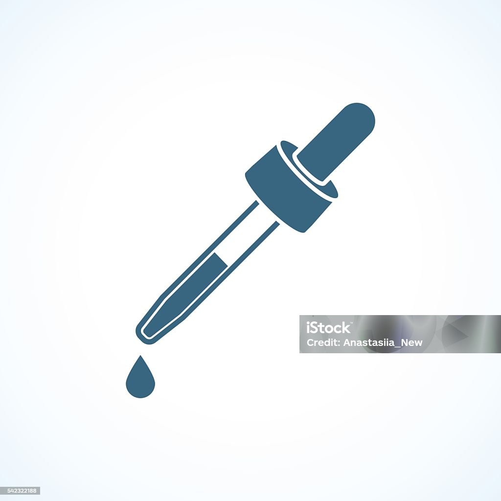 Pipette icon. Element equipment medical, chemistry lab. Pipette icon. Element of medical, chemistry lab equipment set. Black eyedropper icon isolated white background. Pipette with drop. Medicine. Vector illustration. Silhouette pipette. Pictogram pipette. Pipette stock vector