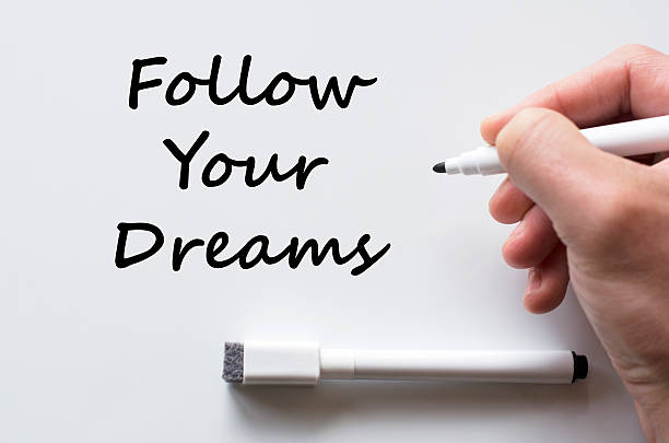 istock Follow your dreams written on whiteboard 542322370