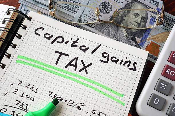 istock Notebook with capital gains tax  sign on a table. 542322550