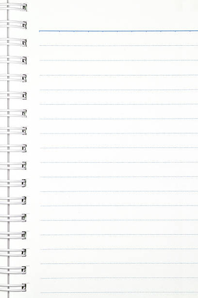 istock Notebook paper closeup. Blank paper spiral notebook page. 542325838