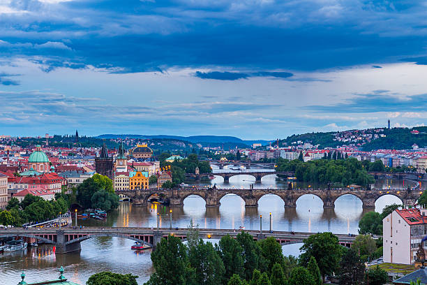 istock Beautiful Panoramic View of Prague Bridges on River Vltava 542328740