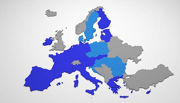 유럽 연합 (eu)의 3d지도 - scotland cyprus 뉴스 사진 이미지