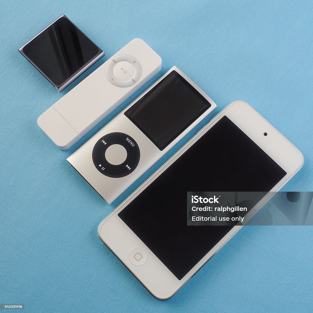 Collection Of Ipods 8 Stock Photo - Download Image Now - iPod, Apple Computers, Arts Culture and Entertainment - iStock