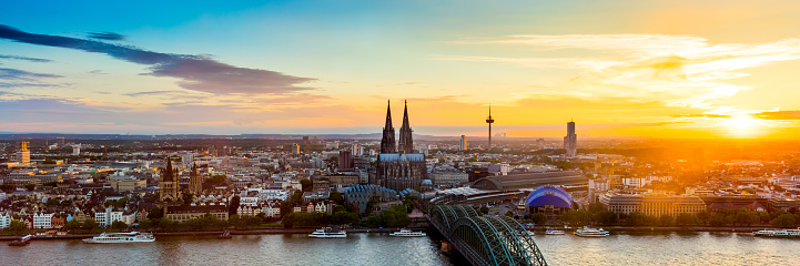 Cologne panorama at sunset