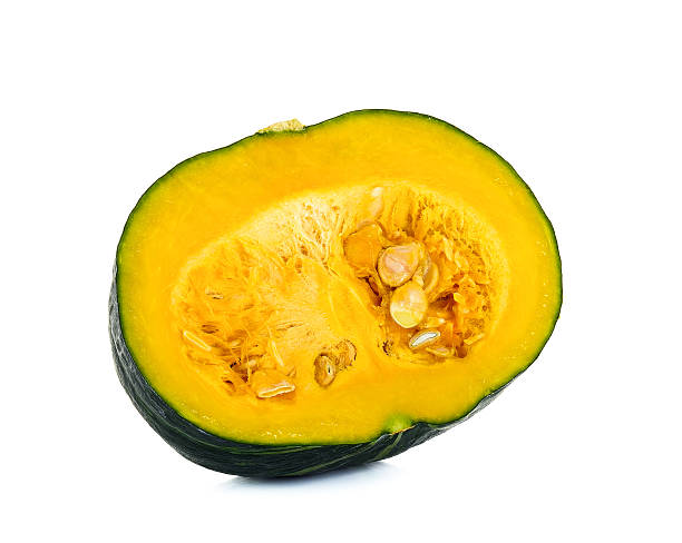 istock Half of Green pumpkin isolated 542551028