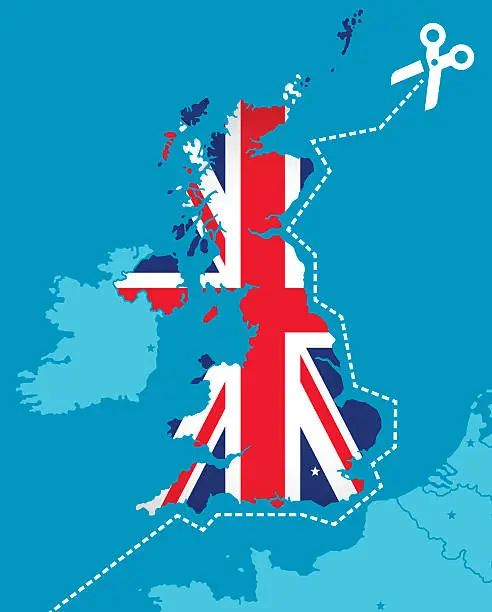 Vector illustration of Brexit Britain exiting the European Union concept