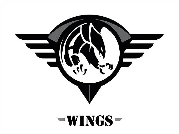 Vector illustration of eagle, hawk, wing.