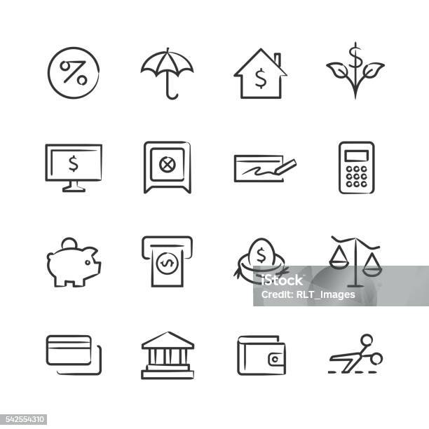 Personal Finance Icons Sketchy Series Stock Illustration - Download Image Now - Sketch, Drawing - Art Product, Sparse