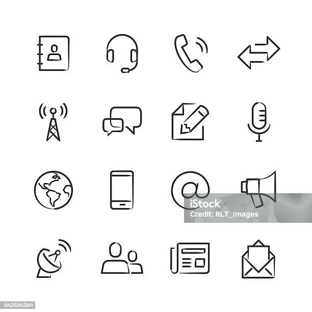 Communications Icons Sketchy Series Stock Illustration - Download Image Now - Sketch, Globe - Navigational Equipment, Drawing - Art Product