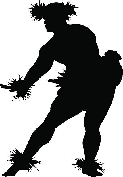 Silhouette of a male Hula dancer A black silhouette of a muscular male Hula dancer on a white background hula dancing stock illustrations