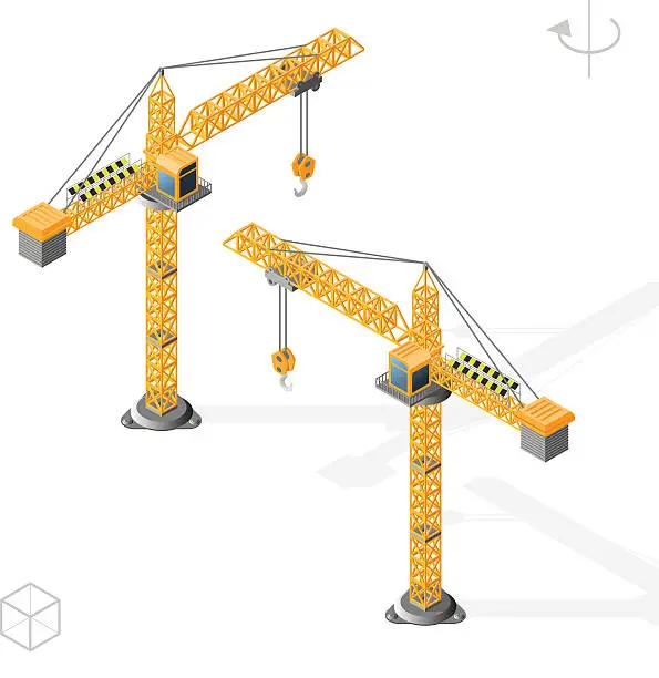 Vector illustration of Tower Crane. Left and Right Position.