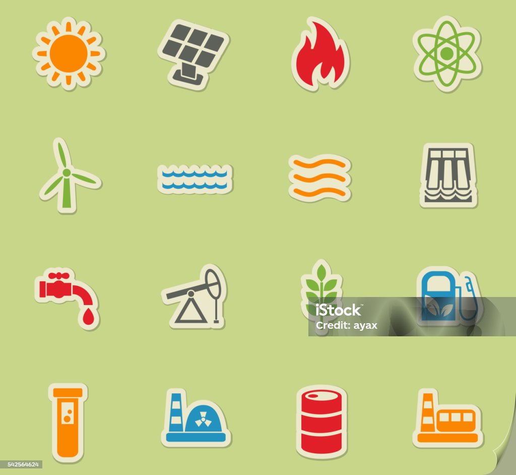fuel and power icon set fuel and power web icons for user interface design Atom stock vector