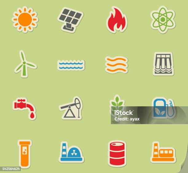 Fuel And Power Icon Set Stock Illustration - Download Image Now - Atom, Barrel, Biofuel