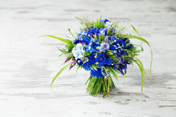 istock Wheat and cornflower wedding bouquet. 542564786