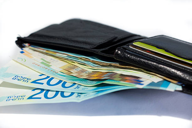 istock Stack of various of israeli shekel bills in open wallet 542567596
