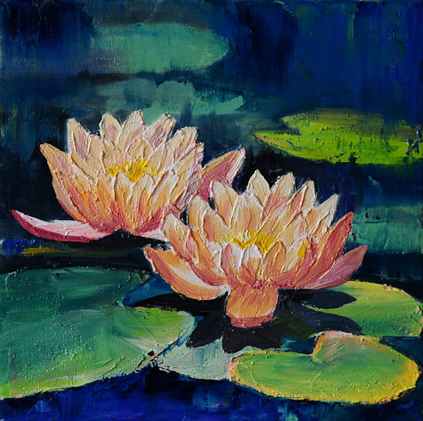 istock oil painting - lotus flower, abstract drawing, impressionism 542569368