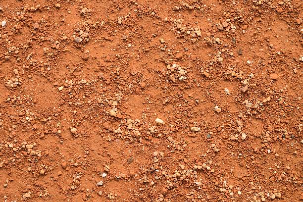 istock Dry red crushed bricks surface on tennis court 542571280
