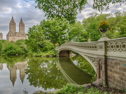 Bow bridge in the early morning in Central Park, New York City
