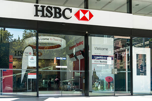 HSBC branch on George street Sydney, Australia - Mar 26, 2016: HSBC branch on George street. HSBC is the world's fifth largest bank by total assets and one of the leading banks in Australia st george street stock pictures, royalty-free photos & images