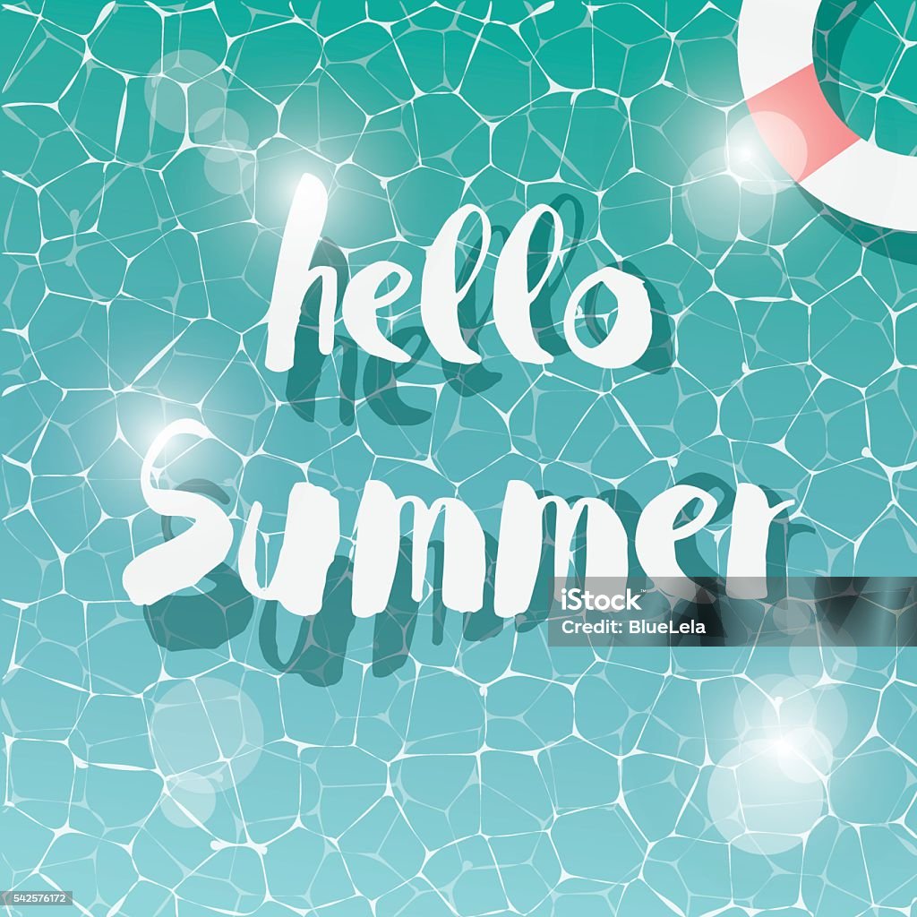 Pool Hello Sumer Swimming Pool Top View Typographic Hello Summer Message Summer Time ...