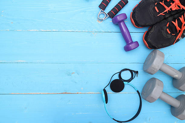 istock Flat lay shot of Sport equipment. 542576182