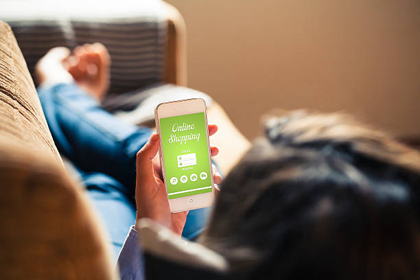 istock Shopping at home by mobile. 542579458