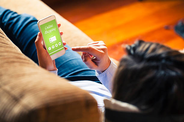 istock Online shopping at home. 542579504