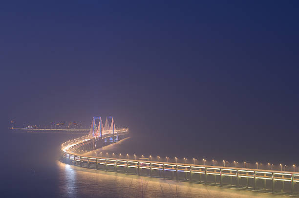 istock Xing Hai bay bridge bird view in the frog. 542583524