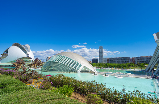 Valencia, Spain - May 30, 2016: Principe Felipe museum and Hemisferic building  in Valencia, Spain. Was designed by Santiago Calatrava architect.