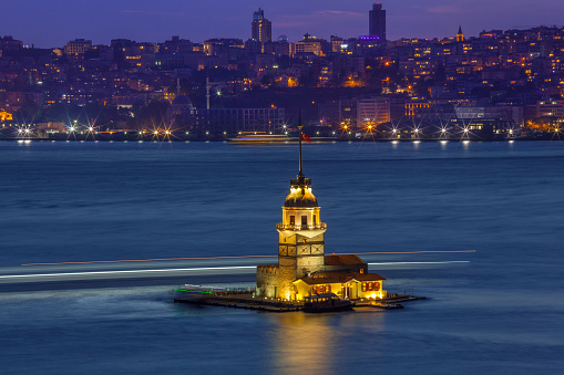 Maiden's Tower, night, Istanbul