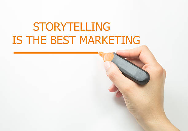istock Hand writing Storytelling is the best Marketing 542586780