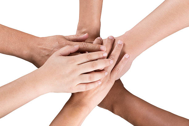 istock people put hand together isolated on white background 542589354