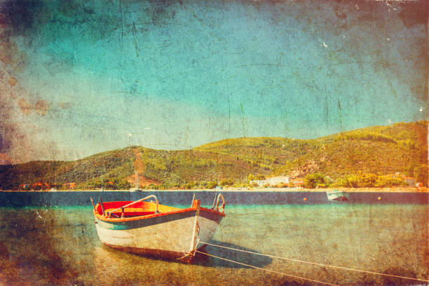 photo of the beautiful boat on the sea background
