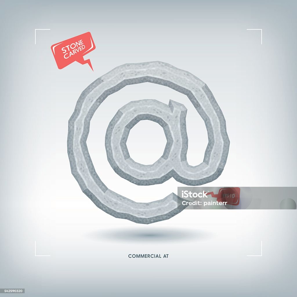 Commercial At Commercial At Symbol Stone Carved Typeface Element Vector Illustration ...