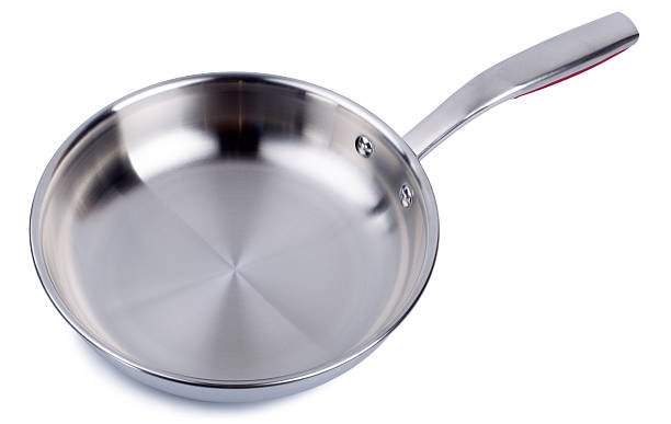 istock Steel frying pan isolated on white background 542591044