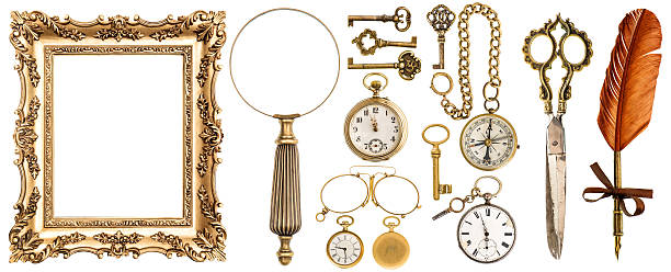 istock Collection golden vintage accessories antique objects picture frame 542594802