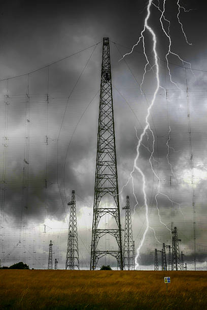 istock Lightning striking the UHF communicationmasts at Rampisham, UK 542685948